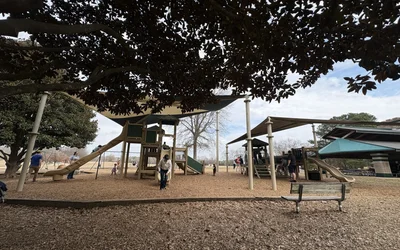 Playground with slides and swings at Lake Benson Park in Garner NC